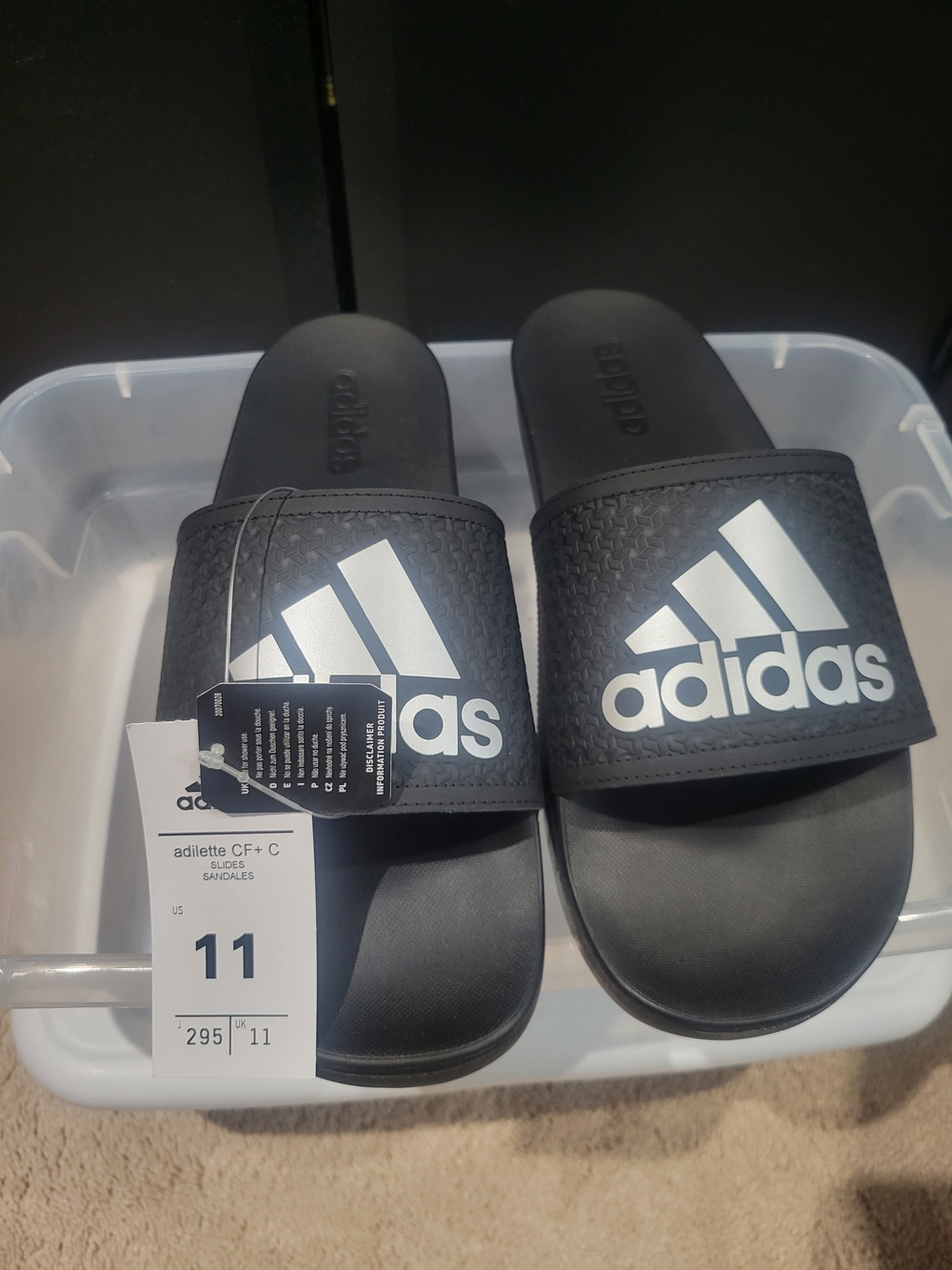 adidas Adilette CF Plus Black/Silver Metallic Slides - Picture 2 of 5